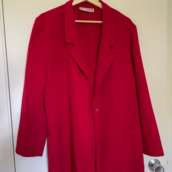 ✿ Red Polyester Blazer Made in Canada XL/18 - Picture 1 of 3